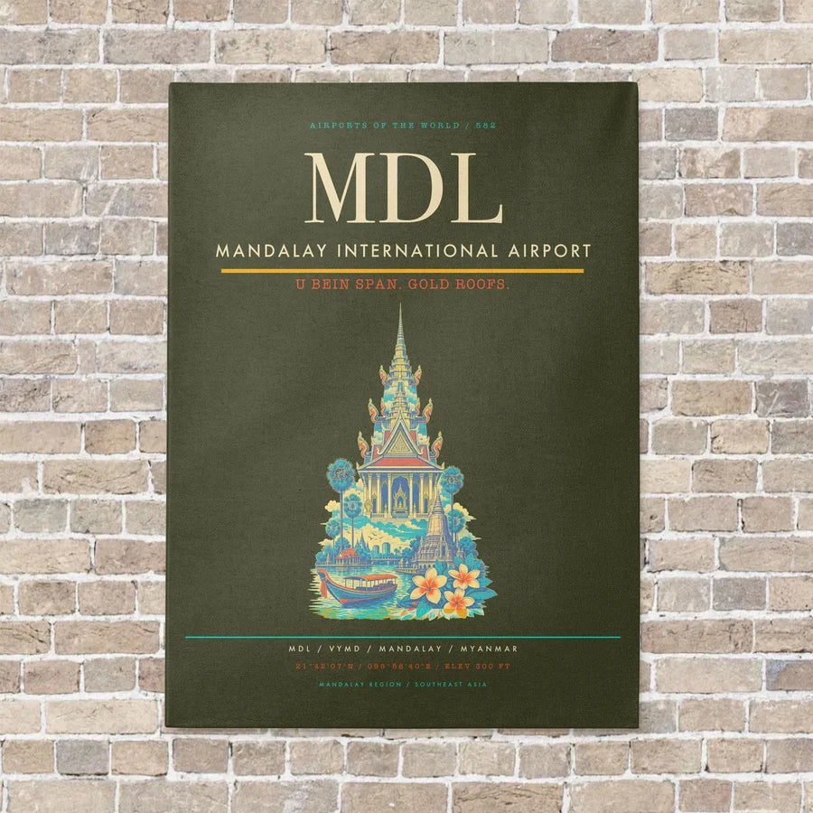 Mandalay International Airport MDL vertical canvas print - no frame - green army background