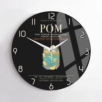 Thumbnail for Port Moresby International Airport POM Wall-Clock No-Frame - Black