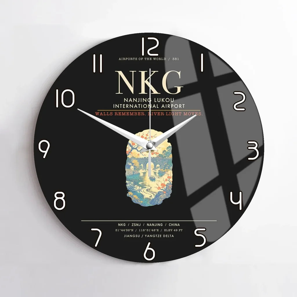 Nanjing Lukou International Airport NKG Wall-Clock No-Frame - Black