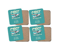 Thumbnail for Cessna A185F Skywagon design on turquoise 4 pieces set coaster