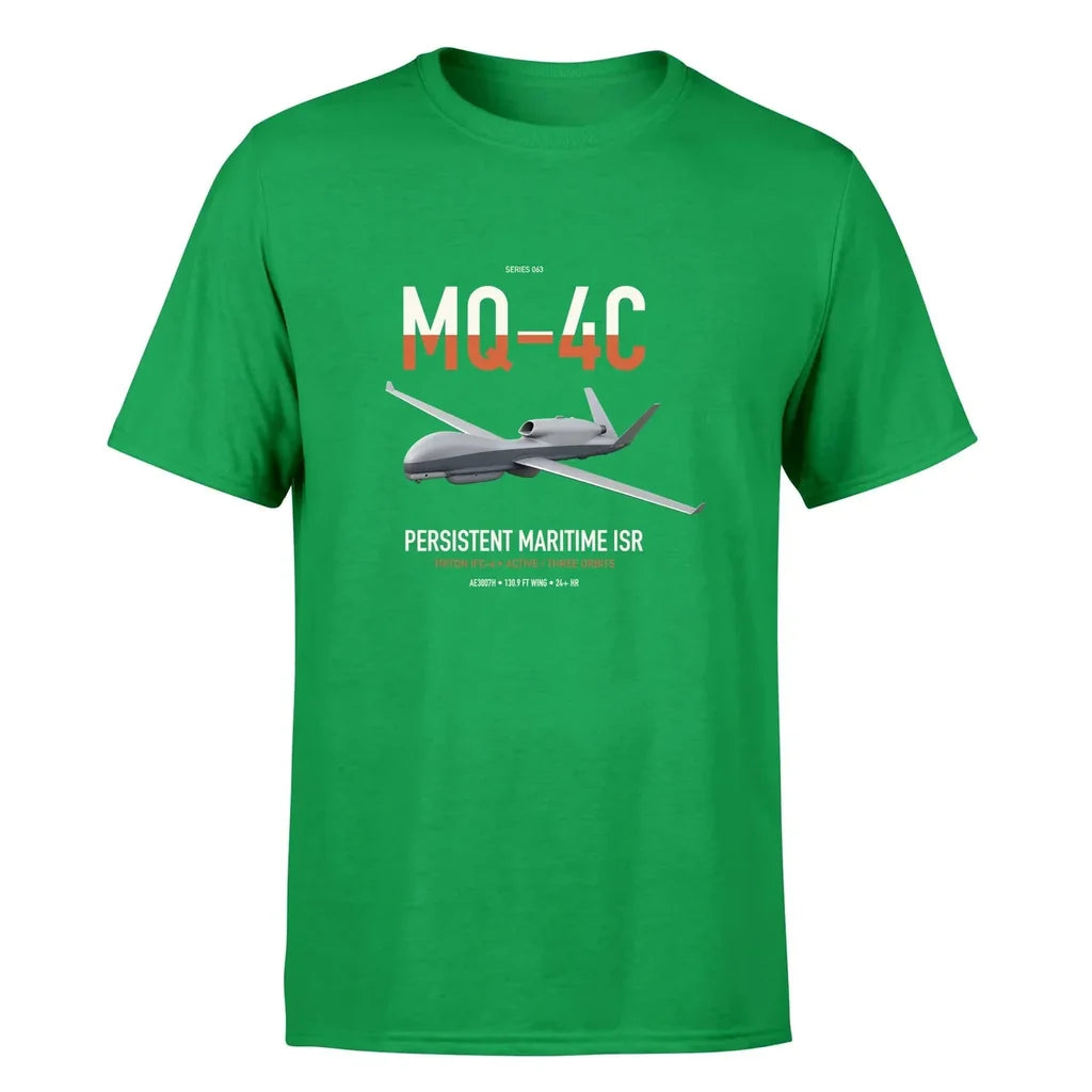 MQ-4C Triton IFC-4 design on green double-side t-shirt, single-side print