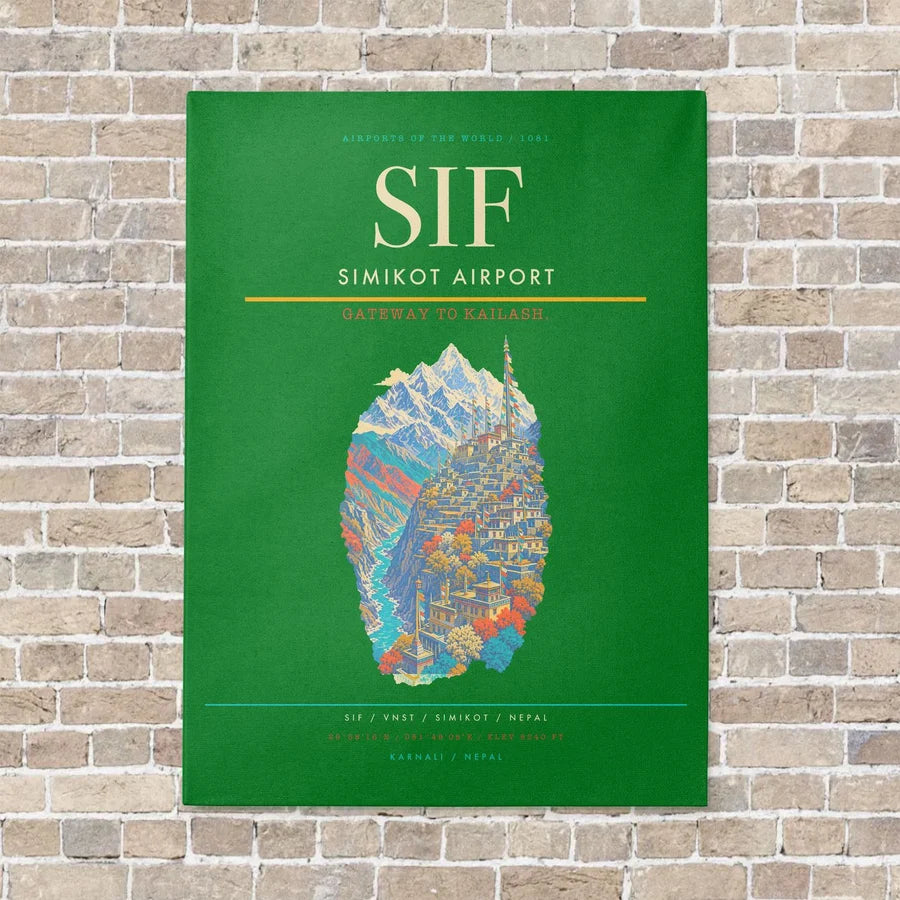 Simikot Airport SIF - Canvas No Frame - Green