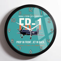 Thumbnail for FR-1 Fireball Prop in Front Jet in Back design on turquoise framed wall clock