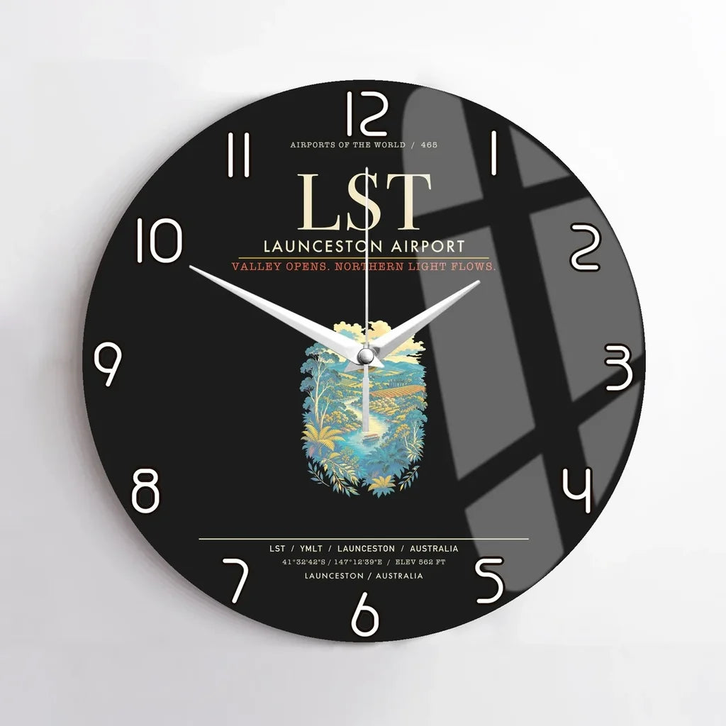 Launceston Airport LST Wall-Clock No-Frame - Black
