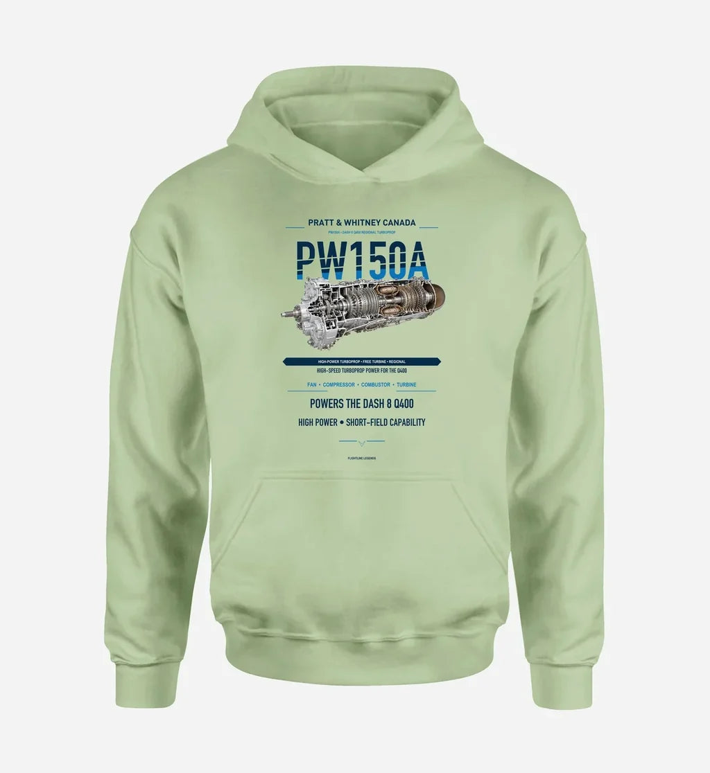 PW150A design on light green hoodie single side