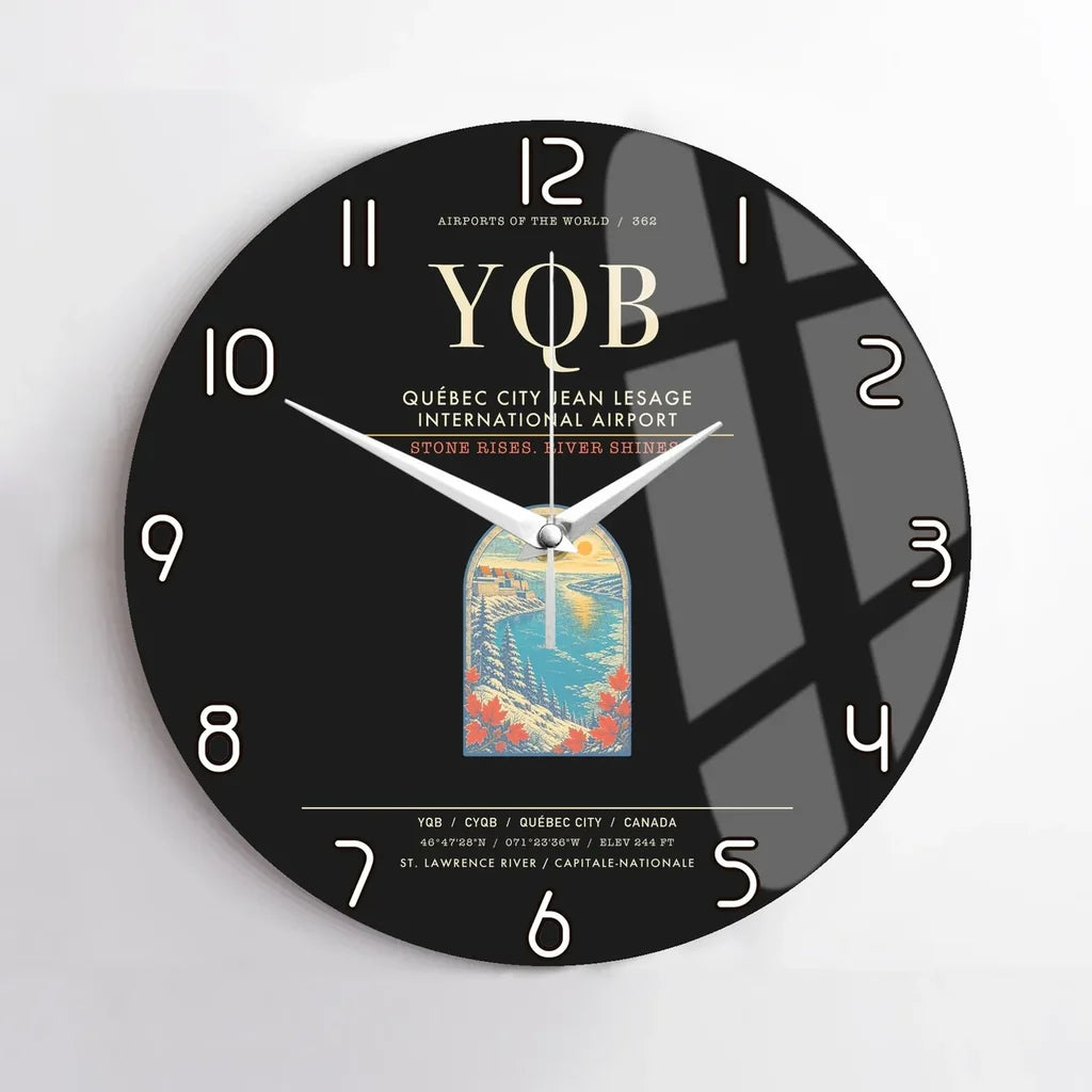 Quebec City Jean Lesage International Airport YQB Wall-Clock No-Frame - Black