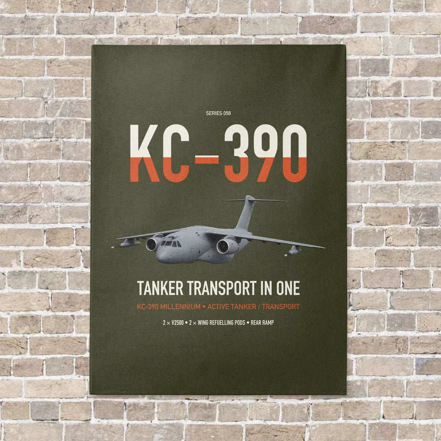 Embraer KC-390 Millennium vertical canvas print - no frame - green army background