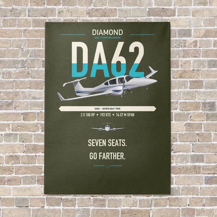 Diamond DA62 vertical canvas print - no frame - green army background