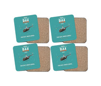 Thumbnail for Robinson R44 Raven II design on turquoise 4 pieces set coaster