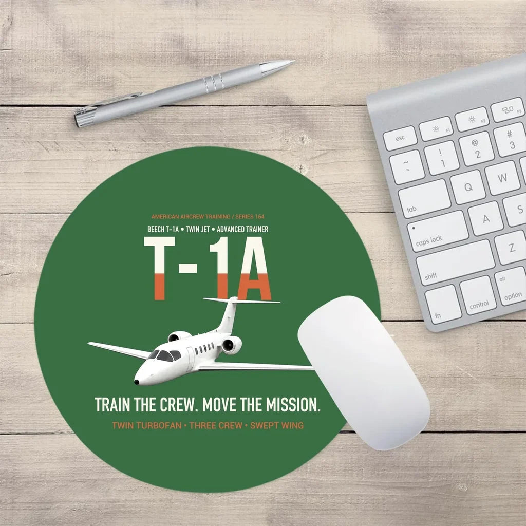 T-1A Jayhawk Advanced Jet Trainer design on green round mouse pad