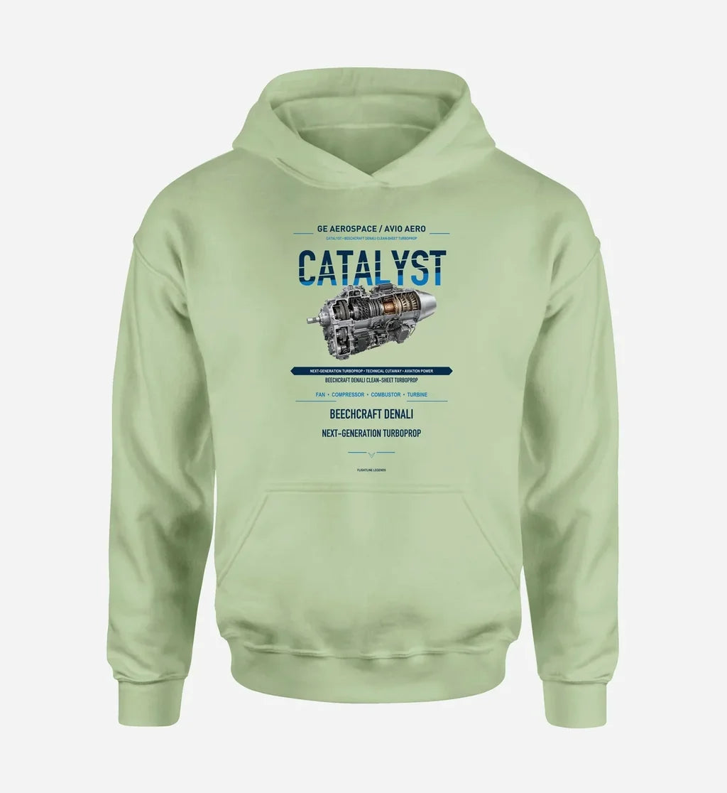 CATALYST design on light green hoodie single side
