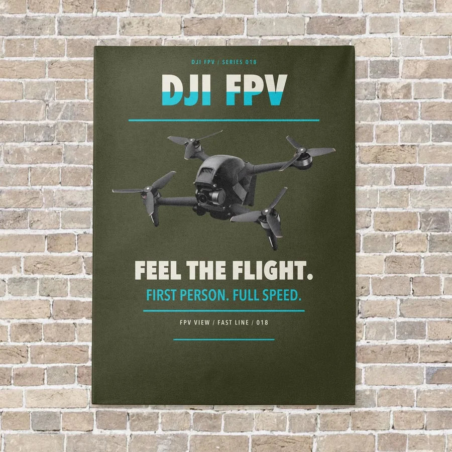 DJI FPV vertical canvas print - no frame - green army background