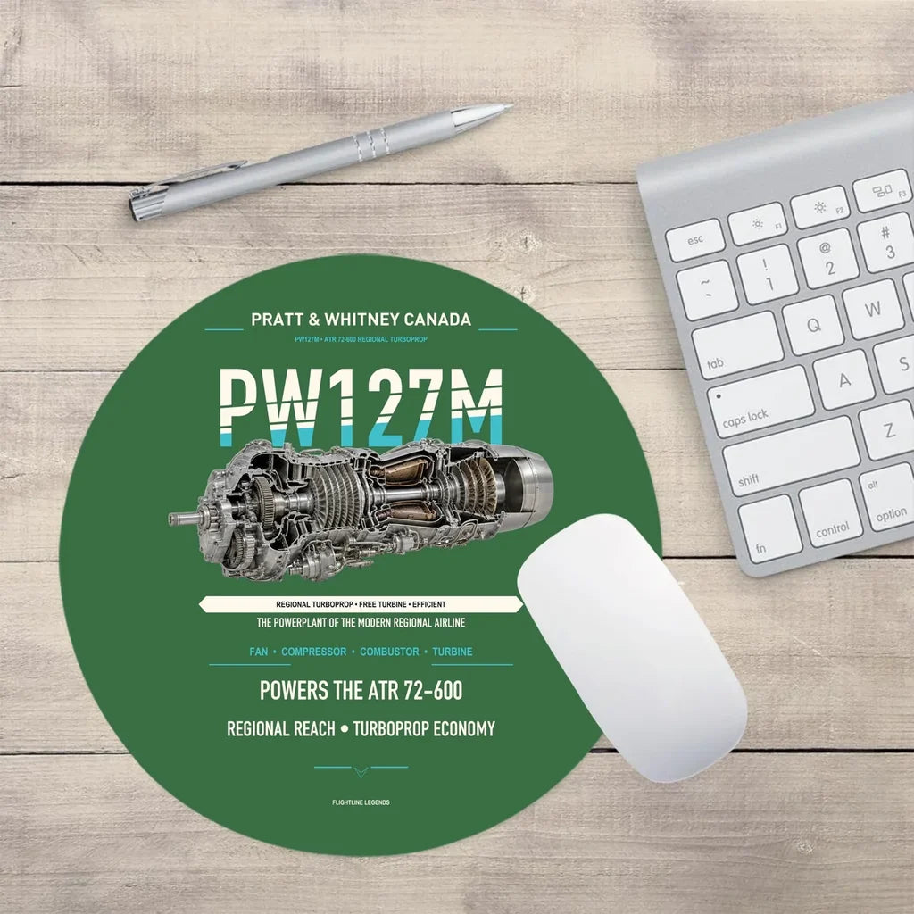 PW127M design on green round mouse pad