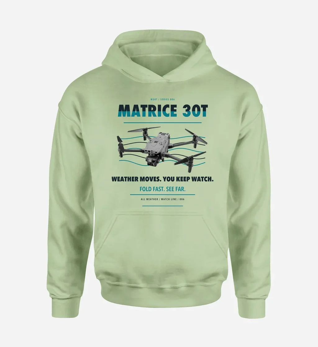 DJI Matrice 30T design on light green hoodie single side