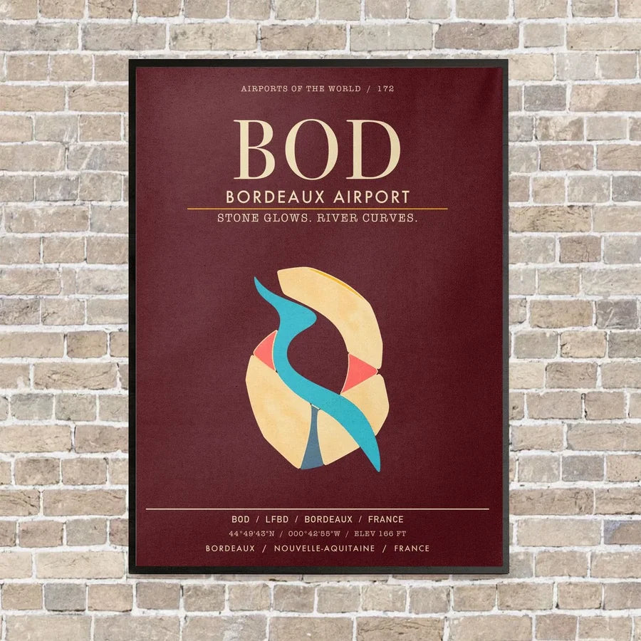 Bordeaux Airport BOD - Canvas Framed - Dark Red