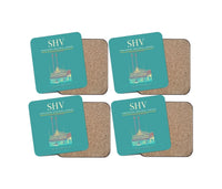 Thumbnail for Shreveport Regional Airport (SHV) design on turquoise 4 pieces set coaster
