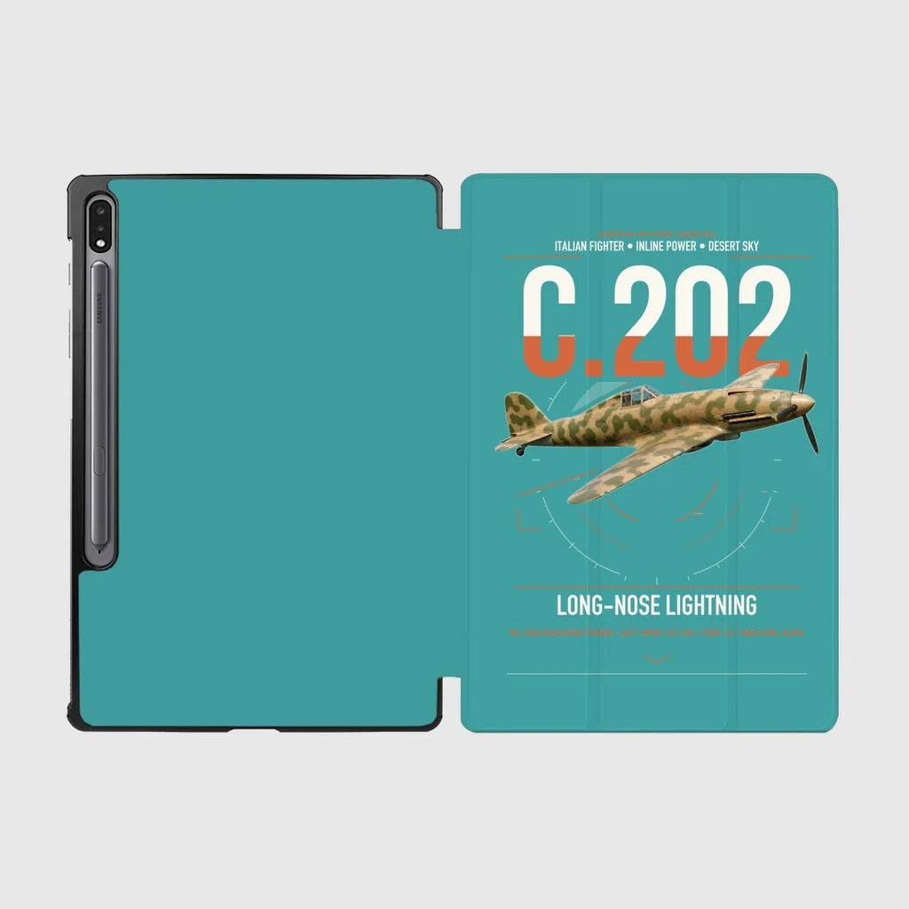Macchi C.202 Folgore design on turquoise samsung tablet tablet case