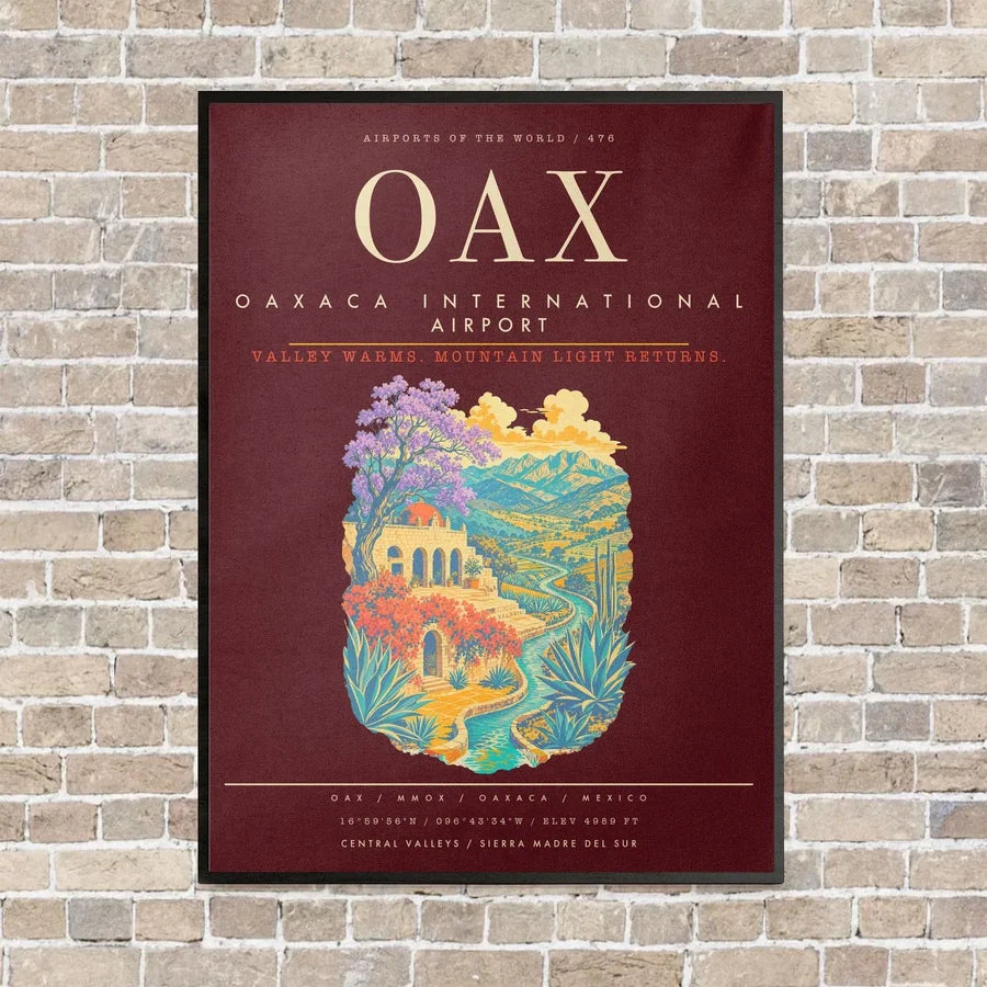 Oaxaca International Airport OAX - Canvas Framed - Dark Red