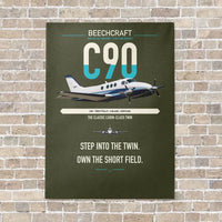 Thumbnail for Beechcraft King Air C90 vertical canvas print - no frame - green army background
