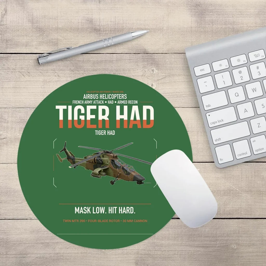 Airbus Helicopters Tiger HAD design on green round mouse pad