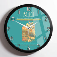 Thumbnail for Meridian Regional Airport (MEI) design on turquoise framed wall clock