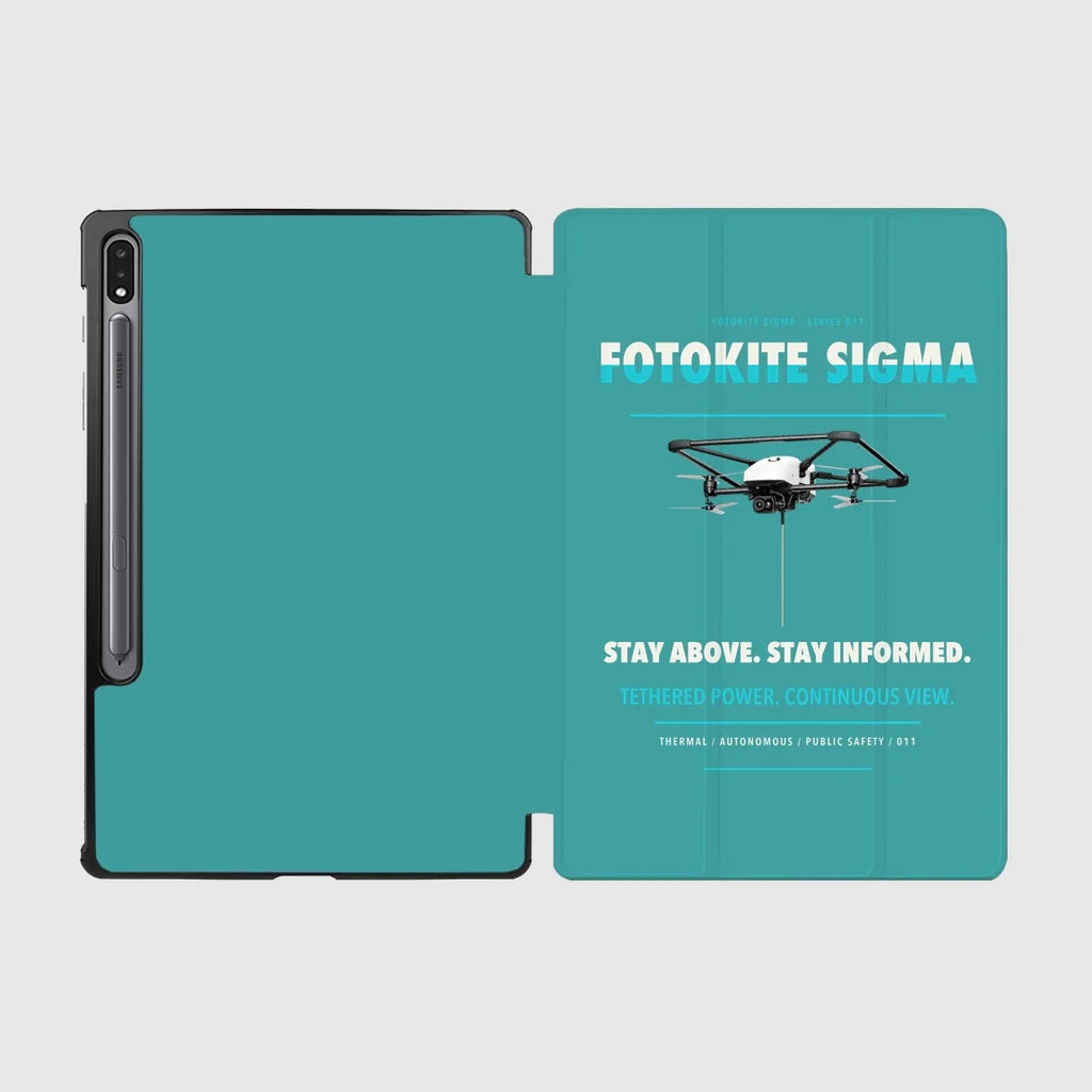 Fotokite Sigma design on turquoise samsung tablet tablet case