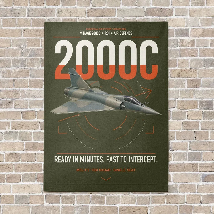 Dassault Mirage 2000C RDI vertical canvas print - no frame - green army background