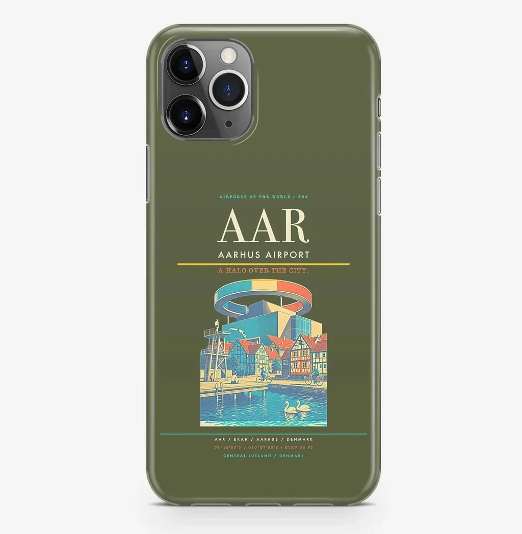 Aarhus Airport (AAR) design on green army iPhone 16 Pro MagSafe case