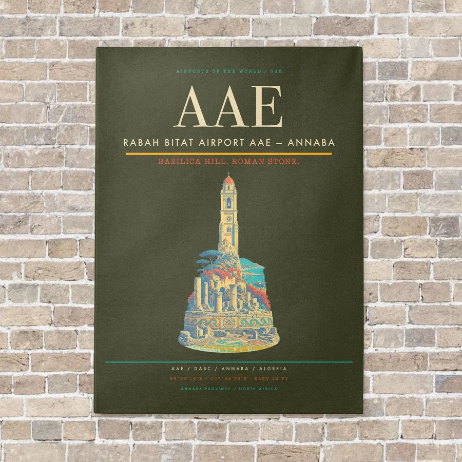 Rabah Bitat Airport AAE — Annaba vertical canvas print - no frame - green army background