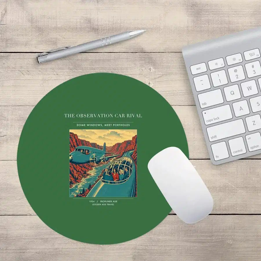 VINTAGE G4493 - The Observation Car Rival - Designed Mouse Pads design on green round