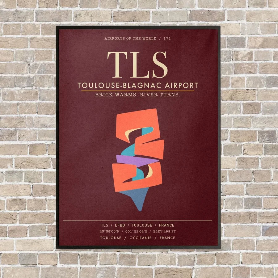 Toulouse-Blagnac Airport TLS - Canvas Framed - Dark Red