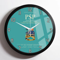 Thumbnail for Palm Springs International Airport (PSP) design on turquoise framed wall clock