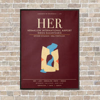 Thumbnail for Heraklion International Airport Nikos Kazantzakis HER - Canvas Framed - Dark Red