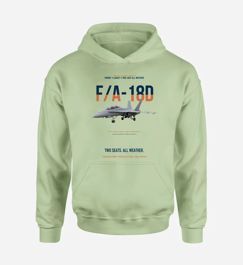 F-A-18D HORNET design on light green hoodie single side