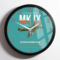 Thumbnail for Supermarine Spitfire Mk IX design on turquoise framed wall clock
