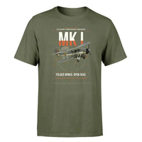 Thumbnail for Fairey Swordfish Mk I design on green army t-shirt, single-side print