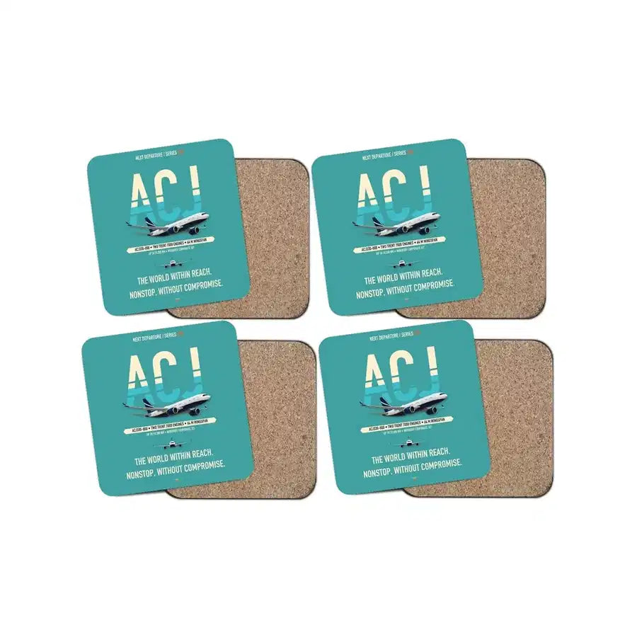 Airbus ACJ330neo / exact ACJ330-800 design on turquoise 4 pieces set coaster