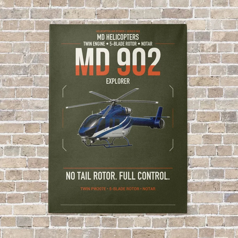 MD Helicopters MD 902 Explorer vertical canvas print - no frame - green army background
