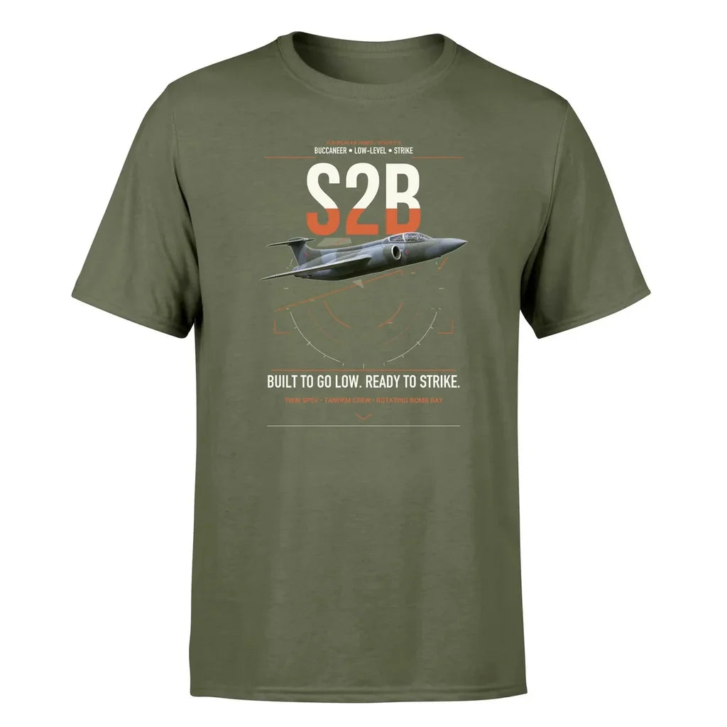 Blackburn Buccaneer S2B design on green army t-shirt, single-side print