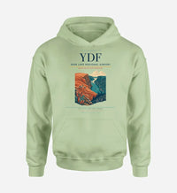 Thumbnail for Deer Lake Regional Airport (YDF) design on light green hoodie single-side print
