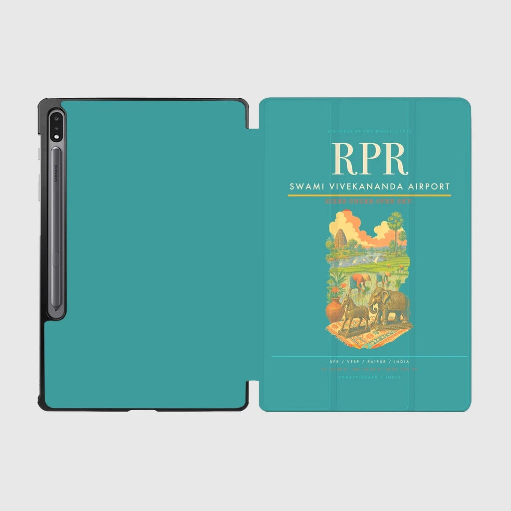 Swami Vivekananda Airport (RPR) design on turquoise samsung tablet tablet case