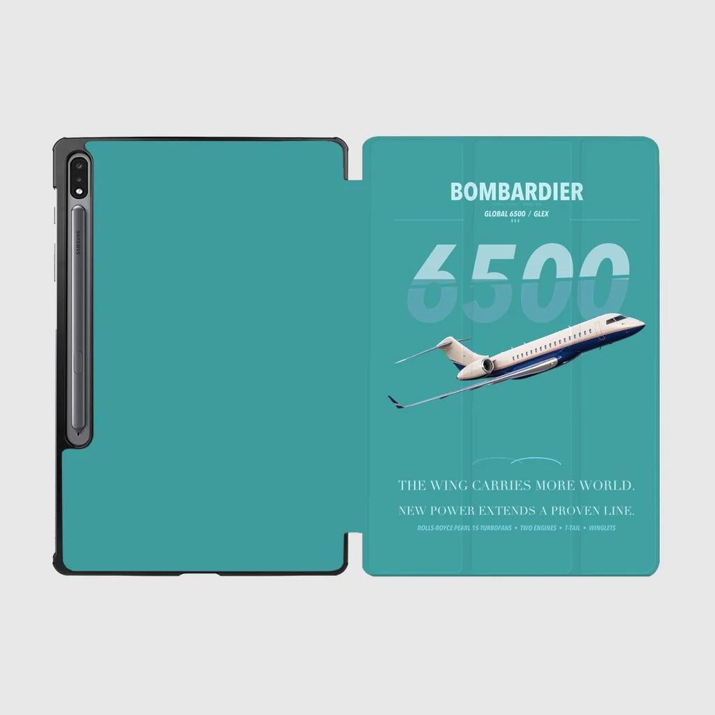 Bombardier Global 6500 design on turquoise samsung tablet tablet case