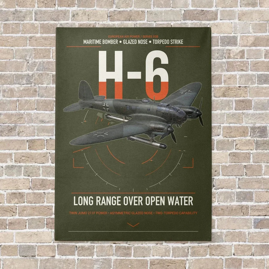 Heinkel He 111H-6 vertical canvas print - no frame - green army background