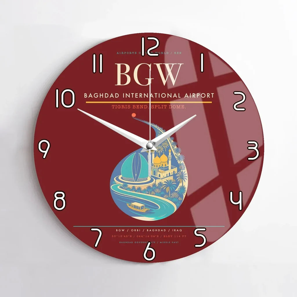 Baghdad International Airport BGW Wall-Clock No-Frame - Dark Red