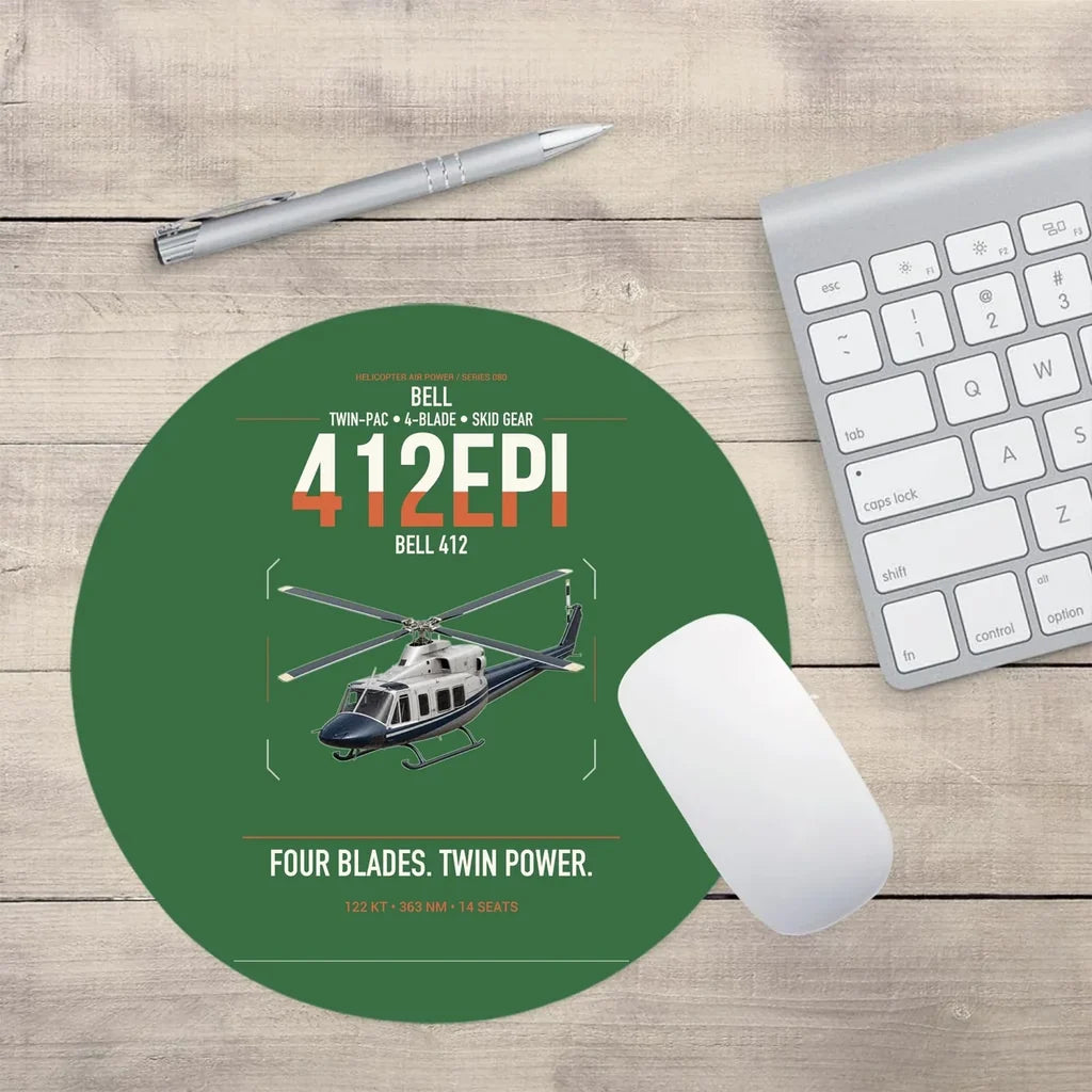 Bell 412EPI design on green round mouse pad