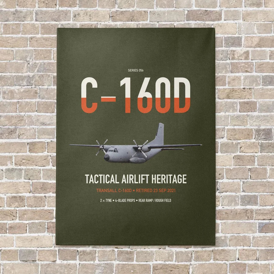 Transall C-160D vertical canvas print - no frame - green army background