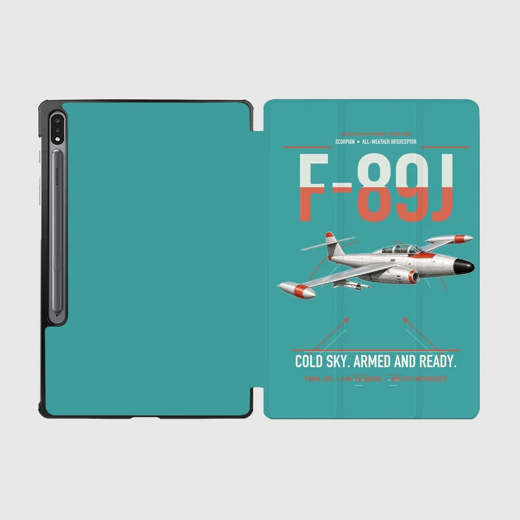 F-89J Scorpion design on turquoise samsung tablet tablet case