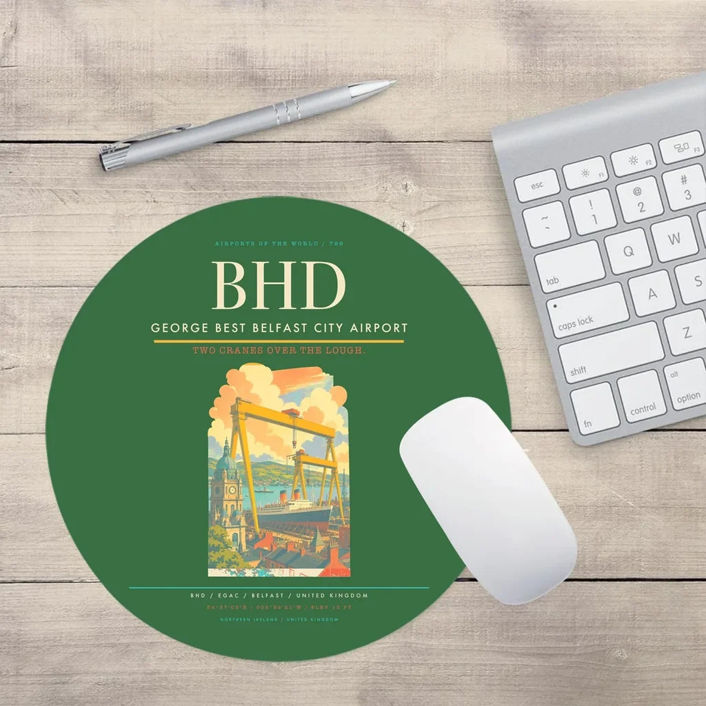George Best Belfast City Airport BHD Mouse-Pad Round - Green