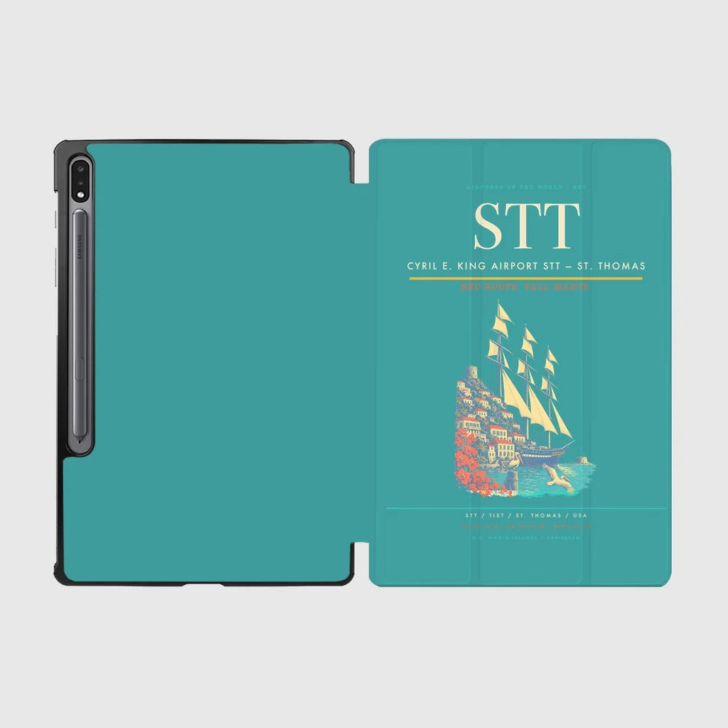 Cyril E. King Airport (STT) design on turquoise samsung tablet tablet case