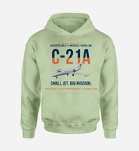 Thumbnail for C-21A LEARJET design on light green hoodie single side